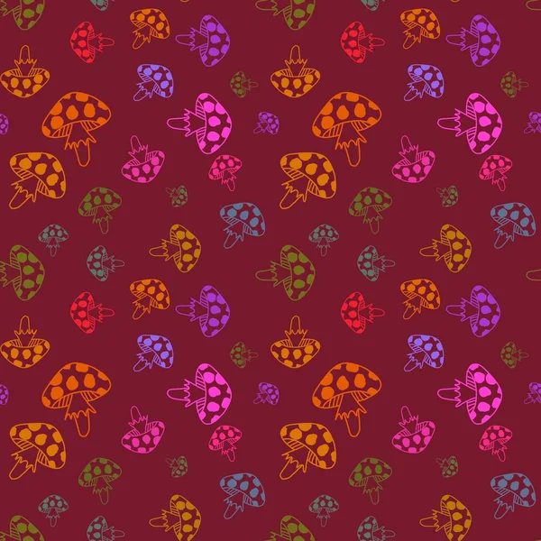 Summer Cartoon Seamless Mushrooms Pattern Wrapping Paper Fabrics Linens Kids — Stock Photo, Image