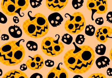 Halloween seamless pumpkins pattern for fabrics and wrapping paper and clothes print and notebooks and accessories and party. High quality illustration