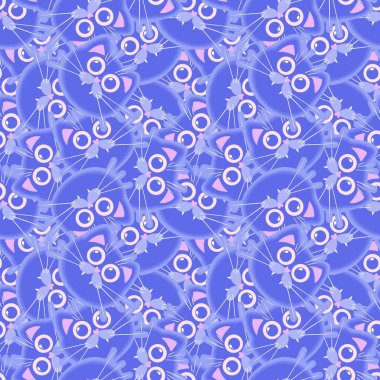 Cadılar Bayramı çizgi filmleri kağıt, çarşaf, kumaş, çocuk giysisi baskısı, şenlik ambalajı ve moda tekstili için kusursuz kedi desenleri. Yüksek kaliteli illüstrasyon