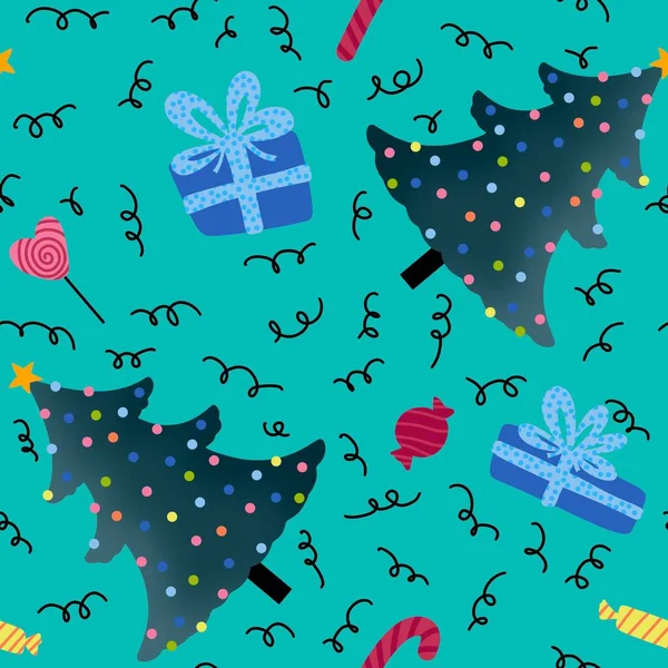 stock image Christmas tree seamless festive balls pattern for wrapping paper and new year gifts box and fabrics and linens and kids clothes print and packaging. High quality illustration