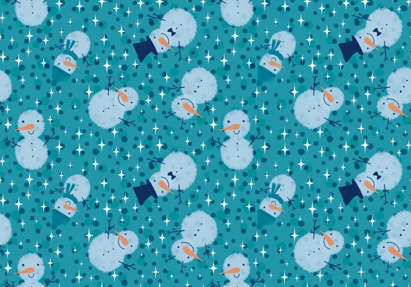 크리스마스 스노우 Snowman 솔기없는 눈송이와 종이를 아이들의 프린트와 축제의 포장을 — 스톡 사진