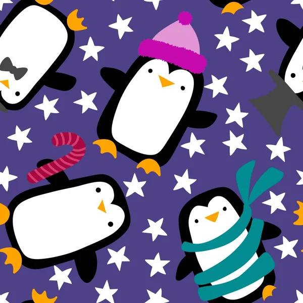 Juldjur Sömlös Pingvin Mönster För Inslagning Papper Och Tyger Och — Stockfoto