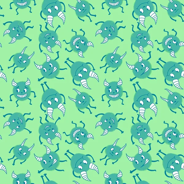 Cartoon monsters seamless emoticons aliens pattern for kids clothes print and wrapping paper and fabrics and linens and kindergarten. High quality illustration