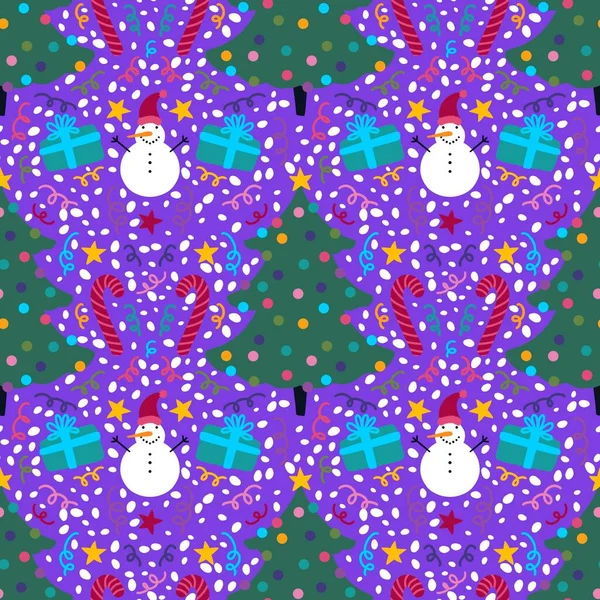 Dibujos Animados Invierno Sin Costuras Navidad Muñeco Nieve Caja Regalos — Foto de Stock