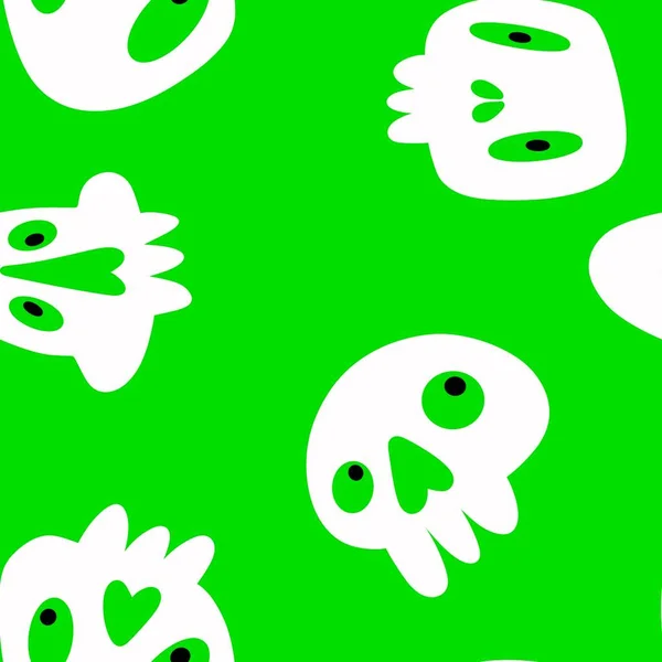Cartoon Halloween Seamless Skulls Pattern Wrapping Paper Linens Fabrics Kids — Stock Photo, Image