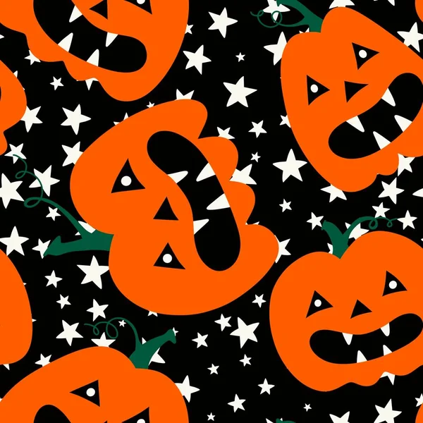 Tecknad Höst Skörd Säsong Halloween Pumpor Mönster För Inslagning Papper — Stockfoto