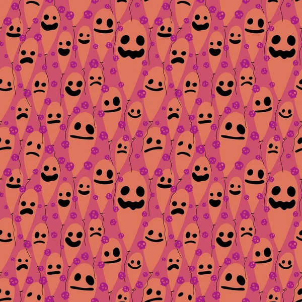 Festive Balloons Seamless Halloween Ghost Pattern Wrapping Paper Fabrics Linens — Stock Photo, Image