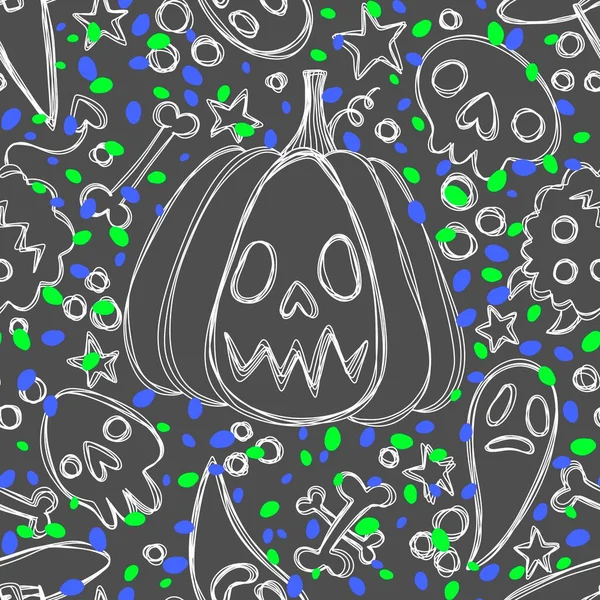 Nahtlose Halloween Kürbisse Und Hexenhut Mit Geistermuster Zum Einwickeln Von — Stockfoto