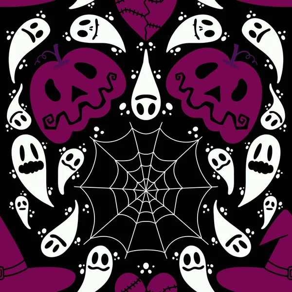 Halloween Tecknad Geometriska Sömlösa Monster Mönster För Tyger Och Textilier — Stockfoto