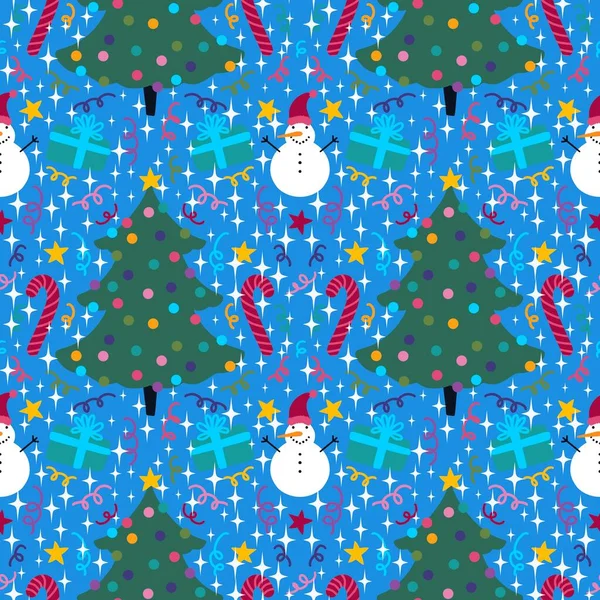 Cartone Animato Invernale Senza Soluzione Continuità Natale Pupazzo Neve Regali — Foto Stock