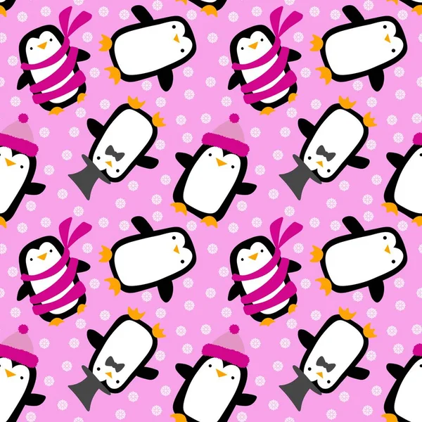 Animais Natal Padrão Pinguim Sem Costura Para Papel Embrulho Tecidos — Fotografia de Stock