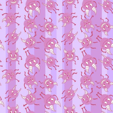 Cartoon monsters seamless emoticons aliens pattern for kids clothes print and wrapping paper and fabrics and linens and kindergarten. High quality illustration