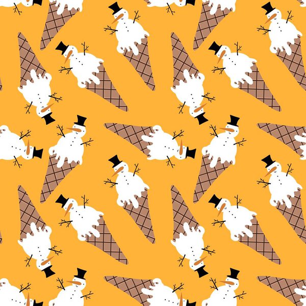 Christmas ice cream seamless snowman pattern for wrapping paper and linens and fabrics and kids clothes print and new year accessories and winter packaging. High quality illustration