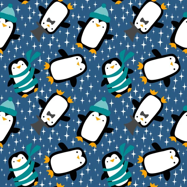 Різдвяні Тварини Безшовний Візерунок Пінгвіна Обгортання Паперу Тканин Постільної Білизни — стокове фото