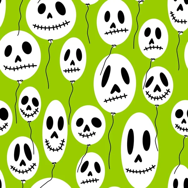 Halloween Skallar Sömlösa Festliga Ballonger Mönster För Omslagspapper Och Tyger — Stockfoto