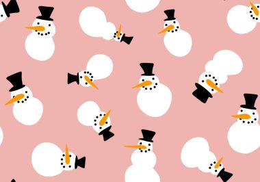 Yeni yıl için kardan adam desenli Noel kardan adam desenli ambalaj kağıtları, kumaşlar, çarşaflar çocuk giysileri baskısı, şenlikli ambalajlar ve kış aksesuarları. Yüksek kaliteli illüstrasyon