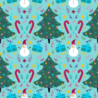 Kış karikatürsüz Noel ve kardan adam hediye kutusu ve kumaş paketleme için şeker deseni ve çocuk giysileri baskısı ve Noel ve festival ambalajı. Yüksek kaliteli illüstrasyon