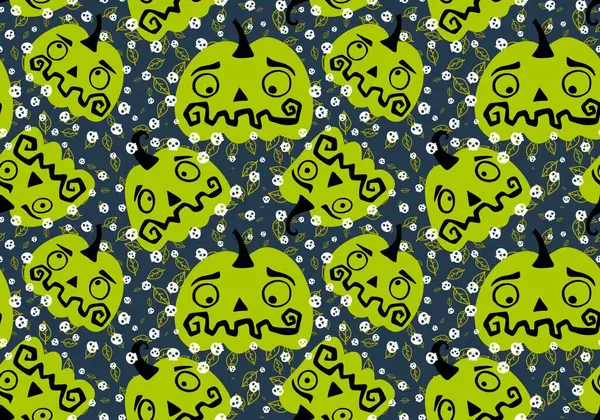 Herfst Cartoon Oogst Seizoen Halloween Pompoenen Patroon Voor Het Inpakken — Stockfoto