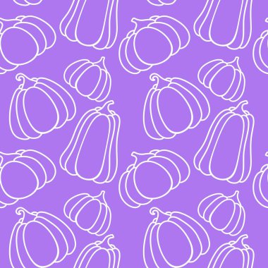 Sonbahar hasadı, kağıt, kumaş, çarşaf ve çocuk giysileri baskısı, şenlikli aksesuarlar ve restoran ambalajları için dikişsiz sanat balkabağı deseni. Yüksek kaliteli illüstrasyon