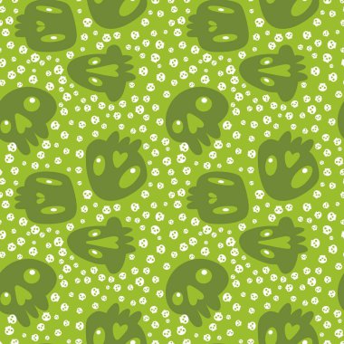 Çizgi film cadılar bayramında kağıt, çarşaf, kumaş, çocuk giysisi baskısı, şenlik aksesuarları ve parti ambalajları için kusursuz kafatası desenleri. Yüksek kalite fotoğraf