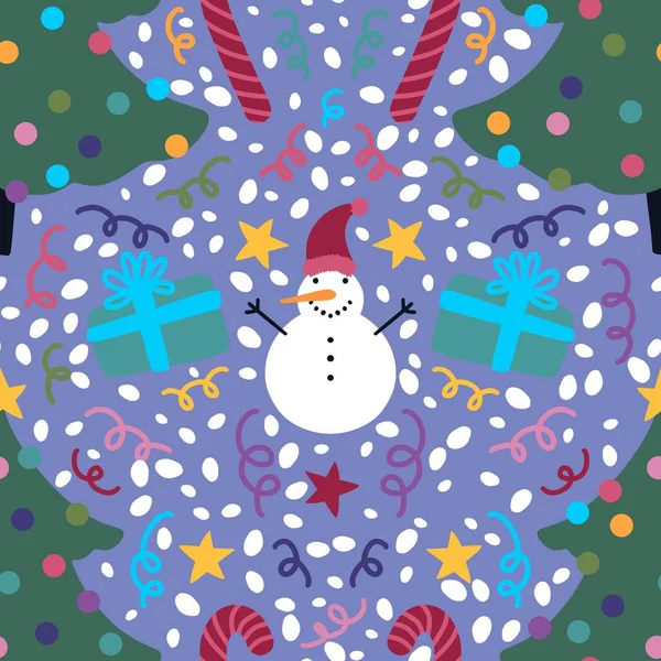 Winter Cartoon Naadloze Kerst Sneeuwpop Geschenken Doos Snoep Patroon Voor — Stockfoto