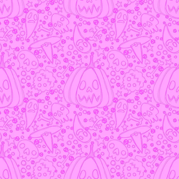 Halloween Cartoon Seamless Pumpkins Witch Hat Ghost Pattern Wrapping Paper — Stock Photo, Image