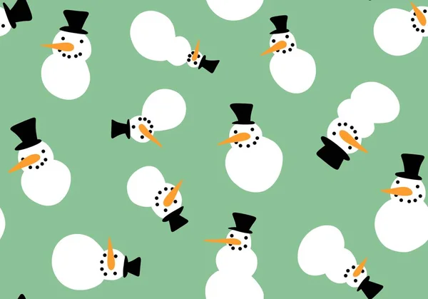 Patrón Muñeco Nieve Sin Costuras Dibujos Animados Navidad Para Papel — Foto de Stock