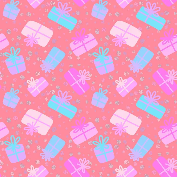 Festliche Geschenkbox Nahtlose Muster Für Packpapier Und Stoffe Und Bettwäsche — Stockfoto