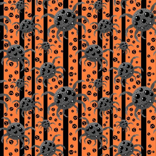Kreskówkowe Potwory Bezszwowy Wzór Pająka Halloween Tapety Tkaniny Tekstylia Opakowania — Zdjęcie stockowe
