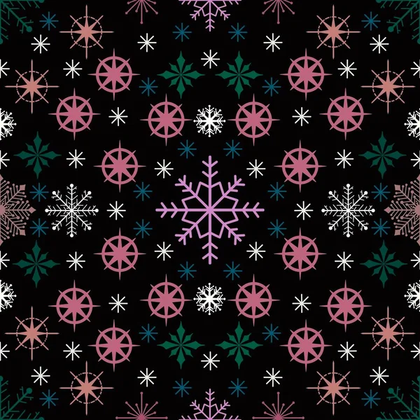 Winter Watercolor Snowflakes Seamless Christmas Polka Dots Pattern New Year — Stock Photo, Image