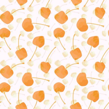 Karikatür yaz meyvesiz kiraz desenli ambalaj kağıdı, kumaş, çarşaf ve çocuk giysileri baskısı ve mayo tekstili. Yüksek kaliteli illüstrasyon