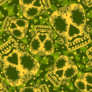 Cadılar Bayramı canavarları kağıt, kumaş, çarşaf ve moda tekstil ürünleri için çiçek desenli pürüzsüz heykeller. Yüksek kaliteli illüstrasyon