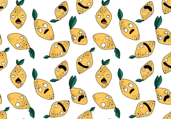Cartoni Animati Estate Frutta Senza Soluzione Continuità Modello Limone Mostro — Foto Stock
