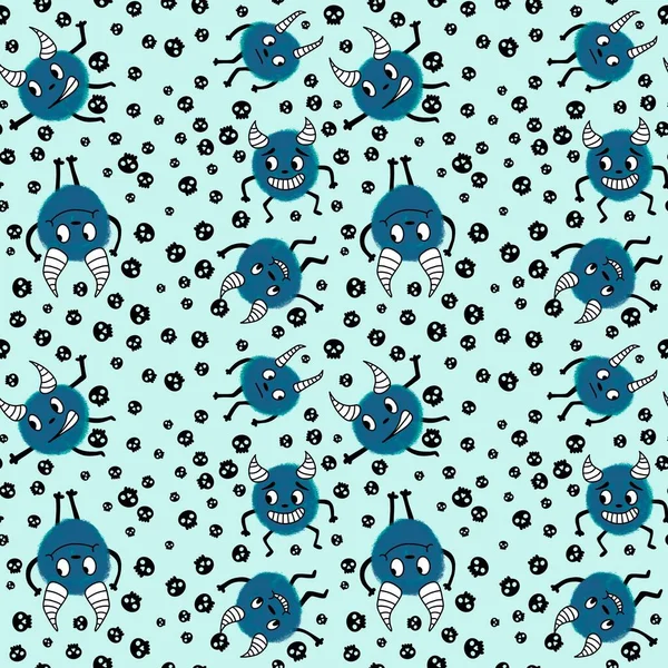 stock image Cartoon monsters seamless emoticons aliens pattern for kids clothes print and wrapping paper and fabrics and linens and kindergarten. High quality illustration