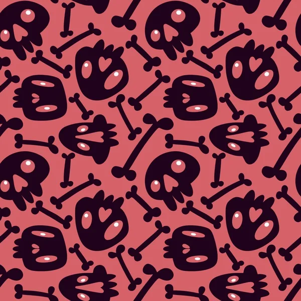 Cartoon Halloween Seamless Skulls Pattern Wrapping Paper Linens Fabrics Kids — Stock Photo, Image