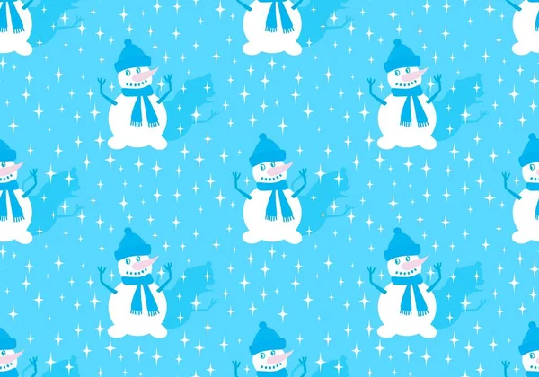 Γελοιογραφία Χιονάνθρωπος Απρόσκοπτη Χριστούγεννα Μοτίβο Για Νέο Έτος Αξεσουάρ Και — Φωτογραφία Αρχείου