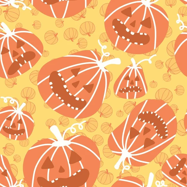 Herfst Oogst Naadloze Cartoon Pompoenen Halloween Patroon Voor Het Inpakken — Stockfoto