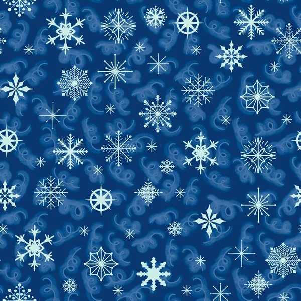 クリスマスの雪は 冬の包装紙や布やリネンや子供服の印刷や新年のパッケージやアクセサリーのためのシームレスな氷の幾何学的なパターンを折り返します 高品質のイラスト — ストック写真