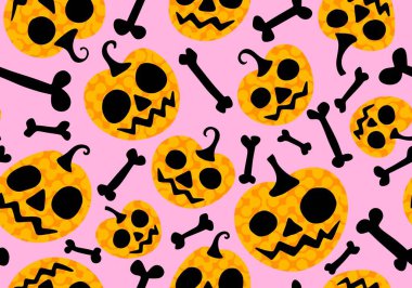 Halloween seamless pumpkins pattern for fabrics and wrapping paper and clothes print and notebooks and accessories and party. High quality illustration