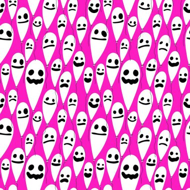 Şenlikli balonlar kusursuz Cadılar Bayramı hayalet desenleri kağıt, kumaş, çarşaf ve çocuk giysileri baskısı ve sonbahar aksesuarları ve ambalajları için. Yüksek kaliteli illüstrasyon