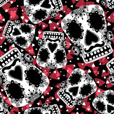 Cadılar Bayramı canavarları kağıt, kumaş, çarşaf ve moda tekstil ürünleri için çiçek desenli pürüzsüz heykeller. Yüksek kaliteli illüstrasyon