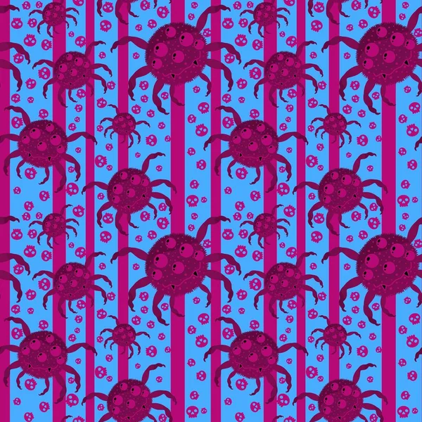 Cartoon Monsters Seamless Halloween Spider Pattern Wallpaper Fabrics Textiles Packaging — Stock Photo, Image