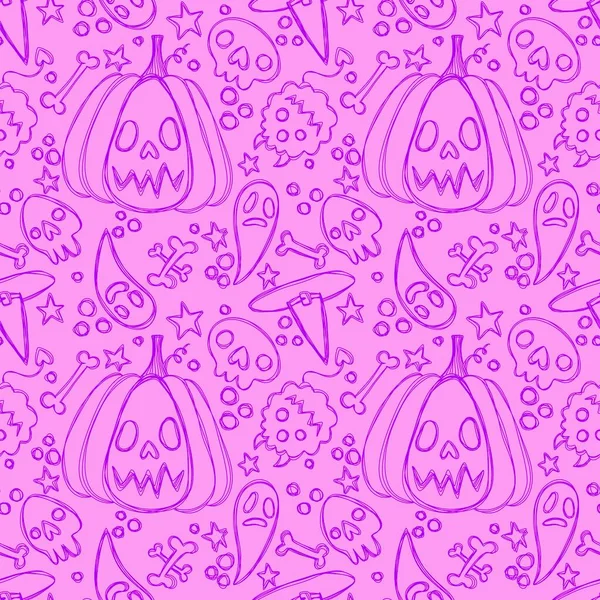Хэллоуинский Мультфильм Бесшовные Тыквы Колпак Ведьмы Призрак Шаблон Упаковки Бумаги — стоковое фото