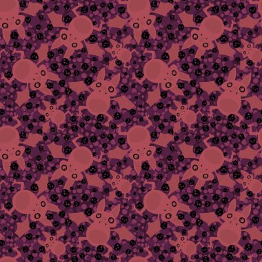 Çizgi filmlerde, kumaşlar, çarşaflar, çocuk aksesuarları, şenlikli ambalajlar ve hayvan baskıları için kusursuz Cadılar Bayramı yarasaları deseni. Yüksek kaliteli illüstrasyon