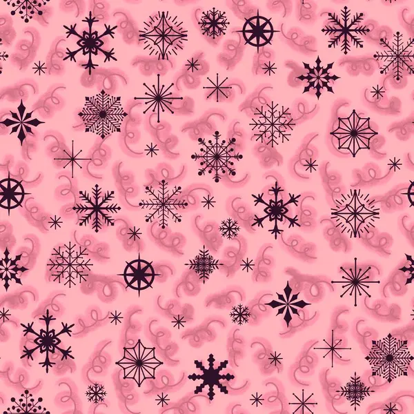 Kerst Sneeuwvlokken Naadloze Ijs Geometrisch Patroon Voor Winter Inpakken Papier — Stockfoto