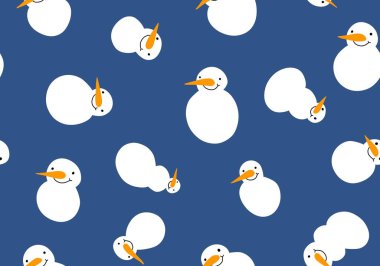 Yeni yıl için kardan adam desenli Noel kardan adam desenli ambalaj kağıtları, kumaşlar, çarşaflar çocuk giysileri baskısı, şenlikli ambalajlar ve kış aksesuarları. Yüksek kaliteli illüstrasyon