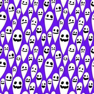 Şenlikli balonlar kusursuz Cadılar Bayramı hayalet desenleri kağıt, kumaş, çarşaf ve çocuk giysileri baskısı ve sonbahar aksesuarları ve ambalajları için. Yüksek kaliteli illüstrasyon
