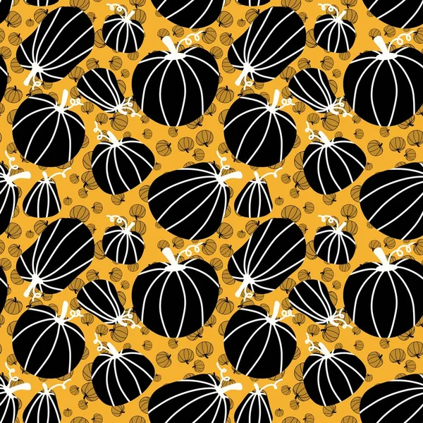 stock image Autumn harvest seamless cartoon pumpkins Halloween pattern for wrapping paper and fabrics and linens and kids clothes print and packaging and kitchen accessories. High quality illustration