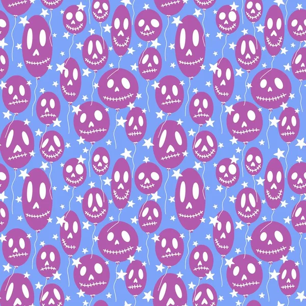 Halloween Skulls Seamless Festive Balloons Pattern Wrapping Paper Fabrics Linens — Stock Photo, Image