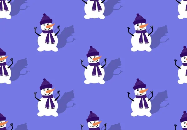 Cartoon Sneeuwpop Naadloos Kerstpatroon Voor Nieuwjaar Accessoires Het Inpakken Van — Stockfoto